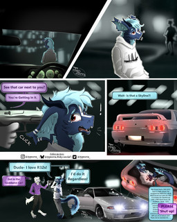 aloha_shirt angry anthro arm_markings blue_body blue_fur blue_hair bottomwear car clothed clothing cuff_(restraint) dialogue dragon_tail duo facial_markings fangs fluffy fur gun hair handcuffs happy head_markings hoodie kidnapping male markings metal_cuffs neck_tuft night open_mouth outside pants pattern_clothing pattern_shirt pattern_topwear paws ranged_weapon restraints shirt simple_background smile speech_bubble striped_markings stripes tail tail_tuft teeth teeth_showing text threatening topwear tuft vehicle weapon typeera european_mythology mythology nissan nissan_gt-r nissan_skyline coiro_(typeera) canid dragon furred_dragon furred_scalie mammal mythological_creature mythological_scalie scalie western_dragon 4:5 absurd_res comic english_text hi_res meme