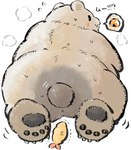 ambiguous_gender anthro anus black_body black_fur blush bodily_fluids butt food fur kemono onigiri overweight rice simple_background solo sweat text white_background white_body white_fur x_anus buta5kawa bear mammal polar_bear ursine 2021 hi_res japanese_text