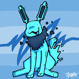 ambiguous_gender blue_background blue_body blue_ears blue_fur blue_inner_ear blue_mouth blue_tail blue_tongue eyeless feral fur mane open_mouth simple_background sitting solo tail tongue zytrox nintendo pokemon shockwave_(liquafusion) eeveelution generation_1_pokemon jolteon pokemon_(species) 1:1 2023 low_res watermark