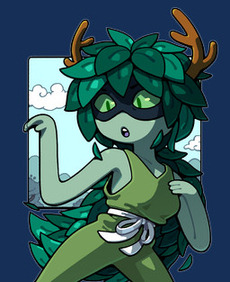 antlers breasts clothed clothing cloud female green_body green_eyes green_skin horn leaf leaf_hair not_furry plant plant_hair pseudo_hair solo toony tree discount-supervillain adventure_time cartoon_network huntress_wizard elemental_creature elemental_humanoid flora_fauna humanoid plant_humanoid alpha_channel digital_media_(artwork)