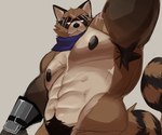 anthro armpit_hair blind body_hair brown_nipples disability facial_scar male muscular muscular_anthro muscular_male nipples nude pubes scar scarf solo white_eyes wolfador epic_games fortnite hajime_(fortnite) canid canine mammal raccoon_dog tanuki 2025 6:5 absurd_res colored hi_res