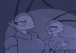 anthro big_breasts breasts clothed clothed_anthro clothed_female clothing controller duo female game_controller gaming wearing_helmet rem_phase n-2_(rem_phase) n-3_ray_(rem_phase) arthropod bee hymenopteran insect wasp 2024 greyscale hi_res monochrome