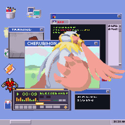 ambiguous_gender belly desktop eyes_closed head_wings headbanging jewelry long_ears pink_body solo unusual_wing_placement white_belly wings pixelboogsy bandai_namco blizzard_entertainment diablo digimon microsoft powerwolf winamp cherubimon cherubimon_(good) digimon_(species) humanoid 1:1 animated digital_media_(artwork) pixel_(artwork)