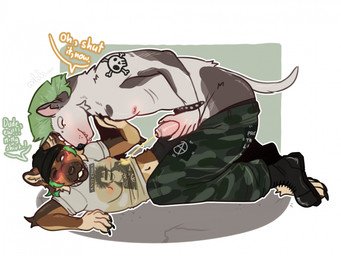 alternative_fashion anthro anthro_on_anthro arm_tattoo blush bodily_fluids boots clothed clothing combat_boots crop_top dominant dominant_anthro dominant_male duo ear_piercing erect_nipples female footwear foreskin genital_fluids genitals golden_shower hair humanoid_genitalia kneeling male male/female midriff mohawk nipple_piercing nipples overpower overpowered partially_clothed peeing penis piercing punk shirt shoes soaked soaking_wet tattoo topwear translucent translucent_clothing urine watersports punkt.punkk punkt.spunkk kennedy_(punkt.punkk) bull_terrier canid canine canis domestic_dog german_shepherd herding_dog hunting_dog mammal pastoral_dog terrier hi_res