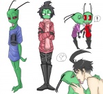 ahoge duo_focus group hair long_shirt male male/male simple_background white_background unknown_artist invader_zim nickelodeon almighty_tallest_purple almighty_tallest_red dib_membrane the_almighty_tallest zim_(invader_zim) alien alien_humanoid human humanoid irken mammal digital_media_(artwork)