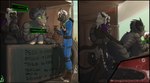anthro bodily_fluids cum cum_in_vagina cum_inside desk dialogue doggystyle female from_behind_position furniture genital_fluids group impregnation internal male male/female messy sex stamina_bar table trio nethil fallout microsoft mythology canid canine deathclaw dragon mammal mythological_creature mythological_scalie scalie hi_res