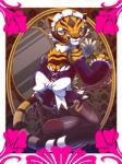 anthro blush chain clothing cosplay costume female looking_at_viewer looking_back maid_uniform panties red_eyes solo stripes underwear uniform nancher dreamworks kung_fu_panda master_tigress felid mammal pantherine tiger 3:4 hi_res