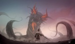 battle duo feral male melee_weapon ominous sword tentacles weapon ijul samurai_jack aku samurai_jack_(character) monster