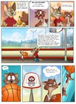 2024 4_fingers angry anthro ball basketball_(ball) basketball_court basketball_hoop brown_body brown_fur canid canine cheek_tuft city clothed clothing comic day detailed_background dialogue disney duke_weaselton duo english_text facial_tuft fairytalesartist fingers fox fur hi_res holding_object jumping looking_at_another macro male mammal multicolored_body multicolored_fur mustelid musteline outside pivoted_ears red_eyes shirt smile speech_bubble tail tank_top teeth text topwear true_musteline tuft weasel yelling zootopia
