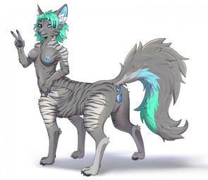 animal_genitalia animal_vulva anus blue_anus blue_nipples blue_vulva canine_genitalia canine_vulva female fluffy fluffy_tail genitals grey_pawpads hair looking_at_viewer nipples pawpads simple_background solo stripes tail teal_hair vulva bon_lee aqua_(swartzfox) canid canine fennec_fox fox mammal taur true_fox absurd_res hi_res