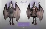 anthro claws fantasy female front_view horror_(theme) mane pose rear_view solo text wings thepimpartist bat humanoid mammal english_text hi_res model_sheet pinup