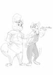 2017 absurd_res anthro apron black-footed_ferret bow_(feature) bow_tie canid canine chef_hat clothed clothing digital_media_(artwork) disney duo food food_tray fox fur gideon_grey hair hat headgear headwear hi_res lotf male mammal monochrome mustelid musteline red_fox sexilydrawn shirt simple_background story story_in_description topwear travis_(zootopia) true_fox true_musteline weasel white_background zootopia
