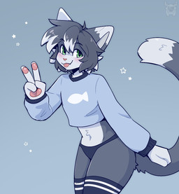 4_fingers anthro black_clothing black_panties black_underwear blush cheek_tuft clothed clothing dipstick_tail facial_tuft fingers fur green_eyes grey_body grey_fur grey_hair hair hair_between_eyes legwear long_sleeves looking_at_viewer male markings multicolored_hair navel panties pantsless pawpads pink_nose pink_pawpads pink_tongue shirt short_hair simple_background smile solo stockings tail tail_markings tongue tongue_out topwear tuft two_tone_hair underwear white_body white_fur white_hair fleurfurr domestic_cat felid feline felis mammal cel_shading colored colored_sketch digital_drawing_(artwork) digital_media_(artwork) hi_res shaded sketch