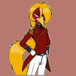 anthro beak clothing epaulet feathers hair long_hair long_tail male military_uniform red_body red_feathers tail uniform yellow_beak yellow_body yellow_feathers whitephoenix52 gundam glori_gamebird avian bird chrysolophus galliform golden_pheasant phasianid 1:1 hi_res