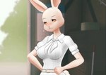 anthro breast_drop breasts clothed clothing female nipples raised_clothing raised_shirt raised_topwear shirt solo topwear cillian_girl beastars haru_(beastars) domestic_rabbit dwarf_rabbit lagomorph leporid mammal netherland_dwarf_rabbit oryctolagus rabbit animated low_res short_playtime