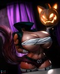 anthro big_breasts breasts clothed clothing crossgender female for_a_head holidays jack-o'-lantern legwear mtf_crossgender pumpkin_head solo tail thick_thighs thigh_highs nx147 european_mythology five_nights_at_freddy's fredina's_nightclub halloween irish_mythology mythology scottgames foxy_(cally3d) foxy_(fnaf) canid canine dullahan fox mammal object_head 2023 digital_media_(artwork) hi_res