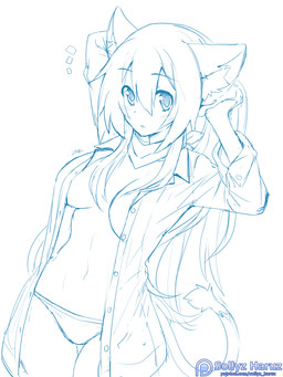 bangs biped blush breasts clothed clothing ear_tuft female hair logo long_hair looking_at_viewer navel open_clothing open_shirt open_topwear patreon_logo patreon_username pose shirt simple_background solo text three-quarter_view topwear tuft white_background sollyz patreon sollyz_(character) animal_humanoid cat_humanoid felid felid_humanoid feline feline_humanoid humanoid mammal mammal_humanoid 2017 3:4 artist_logo artist_name blue_and_white digital_drawing_(artwork) digital_media_(artwork) english_text hi_res monochrome portrait sketch three-quarter_portrait url