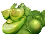 anthro areola belly big_belly big_breasts big_butt blue_eyes breasts butt female gesture green_areola green_body green_nipples half-closed_eyes huge_belly huge_breasts huge_butt hyper hyper_belly hyper_breasts hyper_butt lips narrowed_eyes nipples non-mammal_breasts non-mammal_nipples nude obese obese_anthro obese_female overweight overweight_anthro overweight_female smile solo thick_bottom_lip waving mrmadhead alligator alligatorid crocodilian reptile scalie hi_res