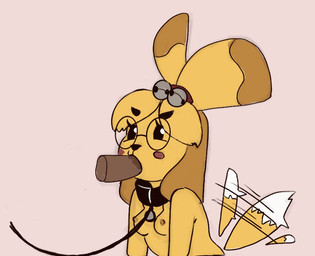 anthro beady_eyes black_eyes blush blush_stickers breasts brown_body brown_fur brown_nipples collar dark_body dark_skin dipstick_tail disembodied_penis eyebrows eyelashes eyewear fellatio female floppy_ears fur genitals glasses leash leashed_collar lop_ears male male/female markings nipples nude oral penile penis pink_background round_glasses sex simple_background small_breasts tail tail_markings tail_motion tailwag thick_eyebrows yellow_body yellow_fur bluesparrow animal_crossing nintendo isabelle_(animal_crossing) canid canine canis domestic_dog mammal shih_tzu toy_dog