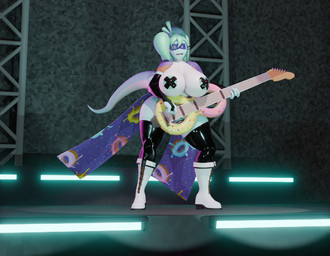 armwear boots clothing eyewear footwear green_hair gynomorph hair intersex latex latex_armwear latex_clothing latex_legwear legwear nipple_tape pasties shoes solo sunglasses tail tape z-z rose_(fairyfud) lizard reptile scalie hi_res