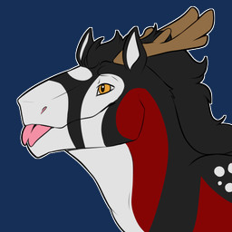 bleh blep feral fur horn making_faces mane outline red_body silly simple_background small_tongue solo sticker telegram_sticker tongue tongue_out transparent_background yellow_eyes symrea sanguine_(sanguinederg) felkin 1:1 2022 alpha_channel