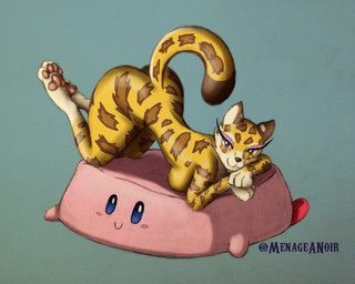 anthro bedroom_eyes big_butt butt countershading feet female narrowed_eyes nude paws seductive solo thick_thighs wide_hips menageanoir kirby_(series) kirby_and_the_forgotten_land nintendo clawroline felid feline leopard mammal pantherine