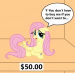 2014 barcode cutie_mark dialogue digital_media_(artwork) english_text equid equine feathered_wings feathers female feral fluttershy_(mlp) for_sale friendship_is_magic hair hasbro mammal my_little_pony mythological_creature mythological_equine mythology pegasus pink_hair pink_tail price_tag sign smile solo tail teal_eyes text vincentthecrow wings yellow_body yellow_feathers