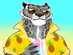 aloha_shirt anthro beverage biped claws clothing drinking_straw eyewear finger_claws fur gradient_background grey_body grey_fur holding_beverage holding_object male markings outline pattern_clothing pattern_shirt pattern_topwear shirt simple_background slushie solo spots spotted_body spotted_fur sunglasses topwear whiskers psychedelic-lemur dreamworks kung_fu_panda tai_lung_(kung_fu_panda) felid mammal pantherine snow_leopard 2024 4:3 digital_drawing_(artwork) digital_media_(artwork)