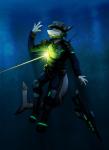 anthro clothing gun hair laser male ranged_weapon science_fiction solo weapon yellow_eyes sharkcatsg kyle_r._fish fish marine shark 2015 absurd_res digital_media_(artwork) hi_res