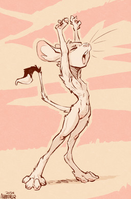 albino anthro barely_visible_genitalia barely_visible_vulva biped breasts female female_anthro fur genitals nipples nude nude_anthro nude_female open_mouth pink_body pink_skin small_breasts solo stretching vulva white_body white_fur yawn animancer luck_(animancer) dipodid jerboa mammal rodent 2024 brown_theme dated digital_drawing_(artwork) digital_media_(artwork) hi_res signature warm_colors
