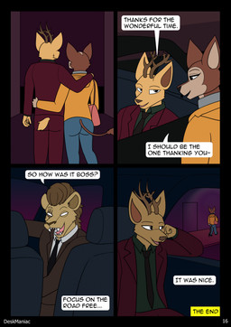 after_sex anthro anthro_on_anthro antlers black_nose bottomwear brown_body brown_fur brown_hair brown_mane butt car clothed clothed_anthro clothed_female clothed_male clothing dialogue eye_scar eyewear facial_scar female fur group hair horn male male/female mane page_number pants purse red_body red_fur scar speech_bubble standing strip_club striped_body striped_fur stripes suit tail tan_body tan_fur text the_end time_skip trio vehicle walking white_body white_fur deskmaniac beastars cosmo_(beastars) free_(beastars) louis_(beastars) cervine deer felid giraffid lion mammal okapi pantherine red_deer comic english_text hi_res