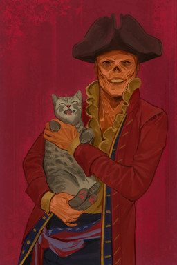 abstract_background ambiguous_gender american_flag_clothing clothed clothing duo feral fur grey_body grey_fur happy hat headgear headwear holding_another holding_cat jacket looking_at_viewer male missing_nose necrosis not_furry paws red_background red_clothing red_jacket red_topwear rococo_clothing ruffle_shirt simple_background smile smiling_at_viewer topwear tricorne wearing_hat chestnutroan fallout microsoft hancock_(fallout) domestic_cat felid feline felis ghoul_(fallout) humanoid mammal tabby_cat 2:3 english_description hi_res