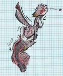 anthro blush duo female female_prey graph_paper licking male male_pred oral_vore size_difference soft_vore swallowing tongue tongue_out vore chaoshetra cyote canid canine canis coyote mammal traditional_media_(artwork)