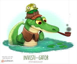 ambiguous_gender anthro black_eyes claws clothed clothing detective duo feral green_body green_scales hat headgear headwear humor lily_pad pipe plant pond pun scales simple_background smoke tan_body tan_scales visual_pun water white_background yellow_eyes piper_thibodeau alligator alligatorid amphibian crocodilian frog reptile scalie digital_media_(artwork) digital_painting_(artwork) painting_(artwork)
