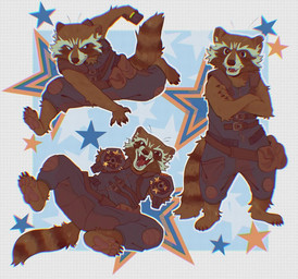 anthro black_eyes brown_body brown_fur clothed clothed_anthro clothed_male clothing fully_clothed fully_clothed_anthro fully_clothed_male fur gun holding_gun holding_object holding_ranged_weapon holding_weapon looking_at_viewer male male_anthro markings open_mouth open_smile pawpads ranged_weapon ring_(marking) ringed_tail smile solo spread_legs spreading standing striped_markings striped_tail stripes tail tail_markings tan_body tan_fur teeth tongue vhs_filter weapon whisker_spots whiskers souchi guardians_of_the_galaxy marvel rocket_raccoon mammal procyonid raccoon
