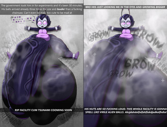 :3 antennae_(anatomy) balls balls_expansion bedroom_eyes belly big_balls big_butt big_penis black_body black_hair bodily_fluids butt butt_from_the_front caption churning_balls expansion foreskin genital_expansion genitals grey_body grey_skin hair huge_balls huge_butt huge_penis hyper hyper_balls hyper_genitalia hyper_penis male musky_balls musky_penis narrowed_eyes navel no_pupils open_mouth open_smile penis penis_expansion pink_belly profanity purple_body purple_eyes seductive shadow slightly_chubby small_but_hung smile solo sweat text thick_thighs senordraws alien character_cipher english_text hi_res wingdings_text