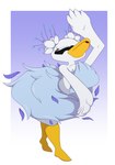 anthro beak bent_over big_breasts breasts clothing dress eyes_closed female non-mammal_breasts solo white_body bigdon1992 kirby_(series) kirby_and_the_forgotten_land nintendo fleurina anatid anseriform anserinae avian bird swan 2023 hi_res