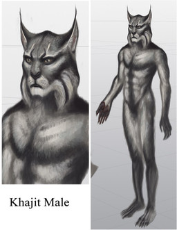 5_fingers anthro featureless_crotch fingers fur looking_aside male nude plantigrade simple_background solo standing text adam_adamowicz bethesda_game_studios microsoft skyrim the_elder_scrolls felid khajiit mammal english_text official_art