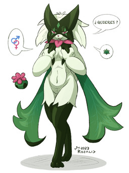anthro asking bedroom_eyes belly breast_grab breasts crossed_legs drugs female fondling hand_on_breast inviting looking_at_viewer marijuana medium_breasts narrowed_eyes pose seductive self_fondle simple_background solo speech_bubble standing text white_background rozalid nintendo pokemon marijuana_(meowscarada) felid feline generation_9_pokemon mammal meowscarada pokemon_(species) absurd_res hi_res pinup spanish_text translated