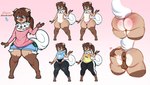 anthro anus balls blue_eyes bottomwear brown_body brown_hair butt clothing femboy fur genitals hair male pants penis puffy_anus shirt shorts solo thong topwear underwear white_body white_fur rockpup241 nintendo pokemon bun_(rockpup241) generation_7_pokemon pokemon_(species) rockruff model_sheet