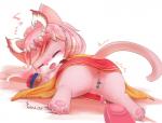 anthro anus blush duo female fur genitals one_eye_closed pink_body pink_fur pussy simple_background spread_legs spreading tail rag._(artist) domestic_cat felid feline felis mammal censored digital_media_(artwork)