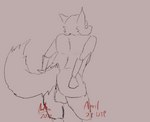 anthro backsack balls blinking butt femboy feminine_pose genitals looking_at_viewer looking_back male raised_tail shaking_butt solo standing tail tail_motion wave_butt waving_tail mocha_(artist) canid canine fox mammal animated hi_res short_playtime