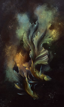 ambiguous_gender duo feral space kanizo aquatic betta_(genus) fish gourami siamese_fighting_fish 2015 digital_media_(artwork) hi_res