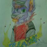 anthro clothed clothing heterochromia o'connor solo tongue tongue_out iamgabenewell blayne canid canine mammal 1:1 traditional_media_(artwork)