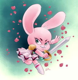 4_fingers alternate_costume anthro boots clothed clothing dress female fingers footwear fur green_eyes half-closed_eyes looking_at_viewer melee_weapon narrowed_eyes pink_body pink_fur pose shoes simple_background smile solo sword weapon young young_anthro rosizoitsa cartoon_network the_amazing_world_of_gumball anais_watterson lagomorph leporid mammal rabbit 2015 digital_media_(artwork) hi_res