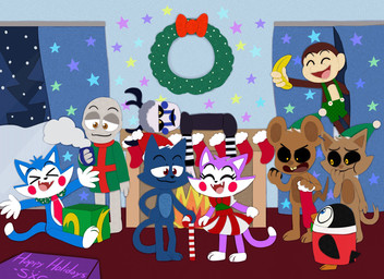 ambiguous_gender annoyed anthro candy candy_cane christmas_clothing clothing dessert female food group holidays joyful male wreath silverxcristal christmas fazbear_fanverse five_nights_at_candy's five_nights_at_freddy's scottgames blank_(fnac) candy_(fnac) cat_(fnac) chester_(fnac) cindy_(fnac) old_candy_(fnac) penguin_(fnac) rat_(fnac) vinny_(fnac) ape avian bird chimpanzee domestic_cat felid feline felis haplorhine human humanoid mammal murid murine pan_(genus) penguin primate rat robot_anthro rodent hi_res