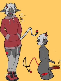 anthro big_butt big_penis black_body butt clothing femboy genitals hair male penis red_penis riozzy_witroy7 solo white_hair bovid caprine demon goat mammal jun_(disambiguation) 3:4 hi_res