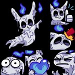 ambiguous_gender candle emote emoticon fire solo sticker conditional_dnp pansear_lady rain_world videocult purifier_(character) slugcat 1:1 alpha_channel hi_res