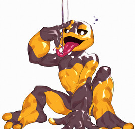 3_toes 4_fingers anthro anthrofied athletic athletic_anthro athletic_male bent_legs black_sclera brown_body feet fingers long_tongue male male_anthro open_mouth simple_background sitting slime solo toes tongue tongue_out white_background white_eyes yellow_body pitania4 mob_entertainment nightmare_critters poppy_playtime icky_licky_(poppy_playtime) amphibian critters_(poppy_playtime) frog 2025 digital_media_(artwork) hi_res