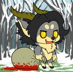 anthro blood_bag chibi holidays male parody smile solo zooshi christmas padoru krampus zooshi_(character) absurd_res hi_res